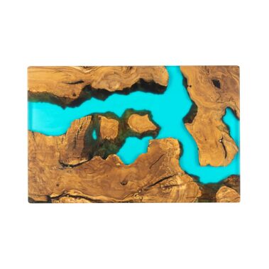 Platter | Made of olive wood and resin | Blue Transparent