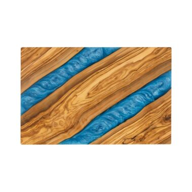 Platter | Made of olive wood and resin | Turquoise Pearl